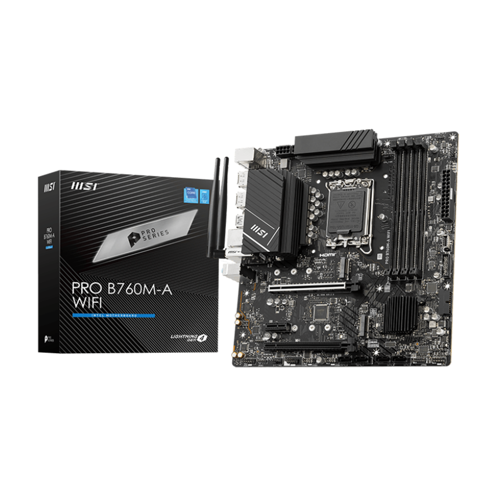 MSI PRO B760M-A WIFI DDR5 mATX Motherboard - Black