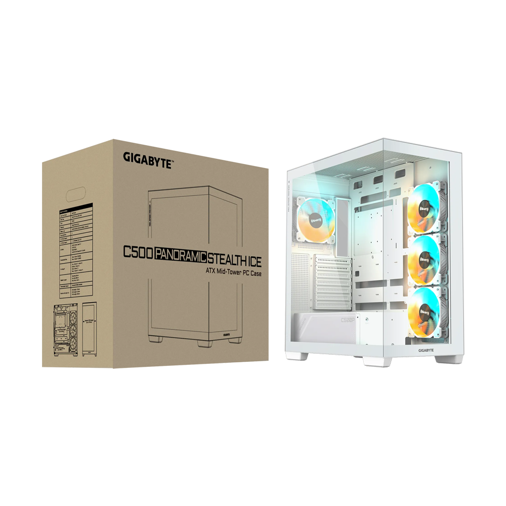 GIGABYTE C500 PANORAMIC STEALTH ICE Mid Tower Case - White