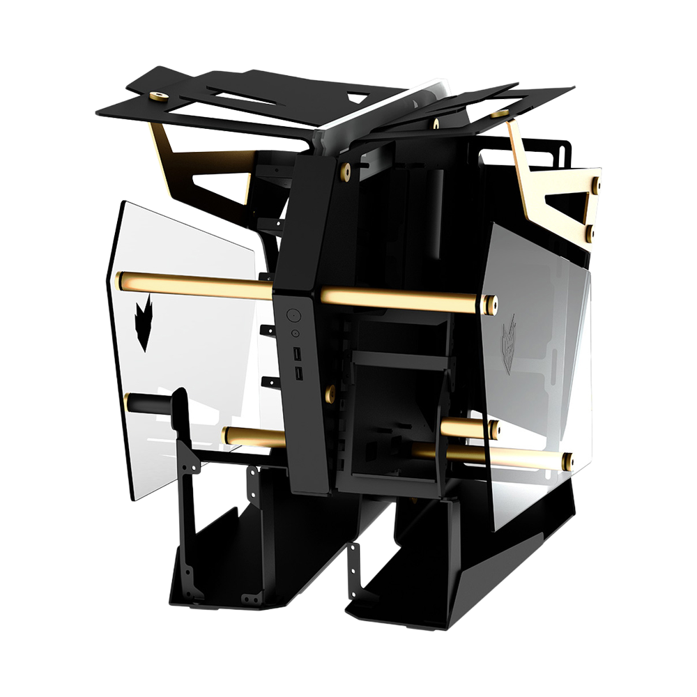 FSP CMT710 T-Wings Dual-System - Open Frame ATX Mid Tower Gaming Case - Black