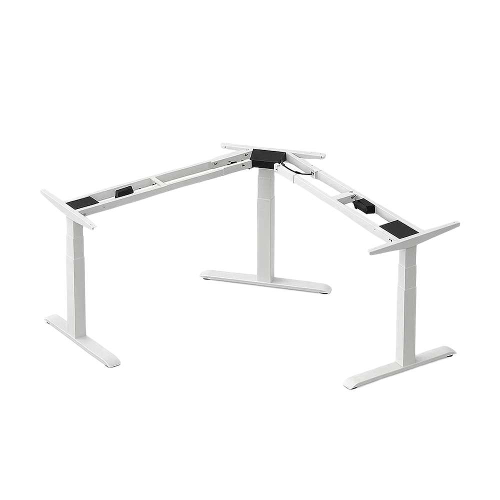 Gamvity L Shape Standing Ergonomic 3 Legs Stand Up Modern Furniture Table Electric Height Adjustable Desk(1000x1750mm) - White