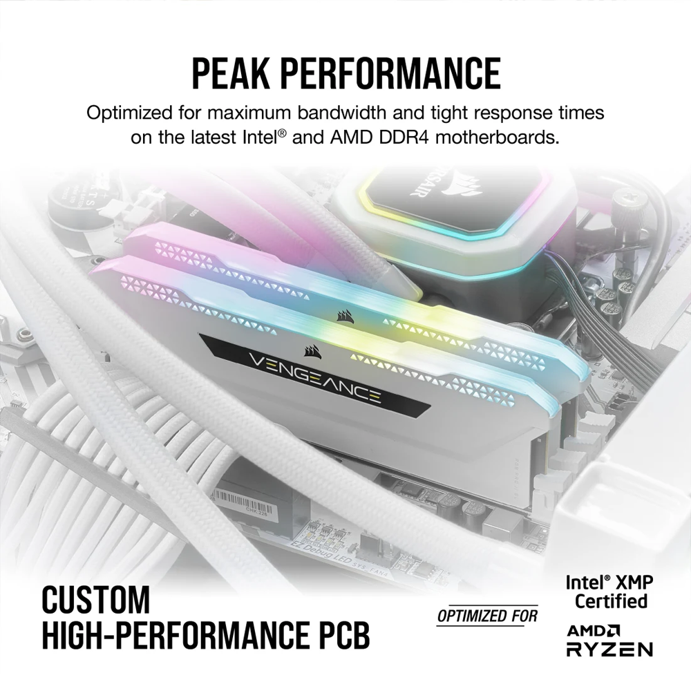 CORSAIR VENGEANCE RGB PRO SL - 32GB (2x16GB) DDR4 DRAM 3600MHz C18 Memory Kit – White