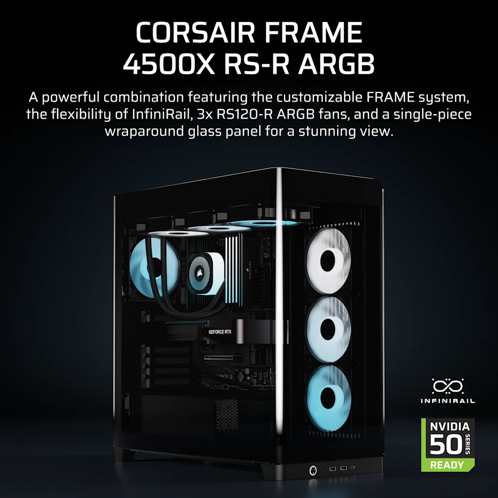 CORSAIR FRAME 4500X RS-R ARGB Panoramic Glass Mid Tower Case - Black