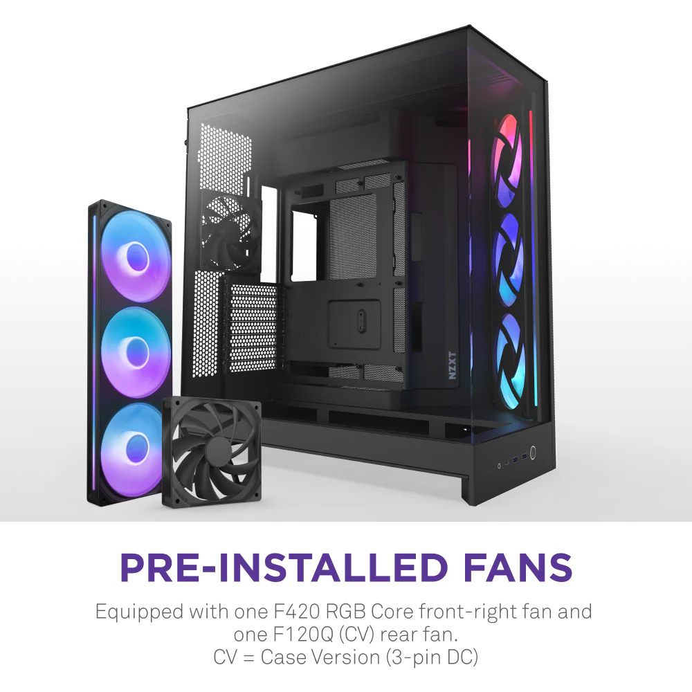 NZXT H9 Flow RGB (2025) Dual-Chamber Mid Tower Case With RGB Fans - All Black