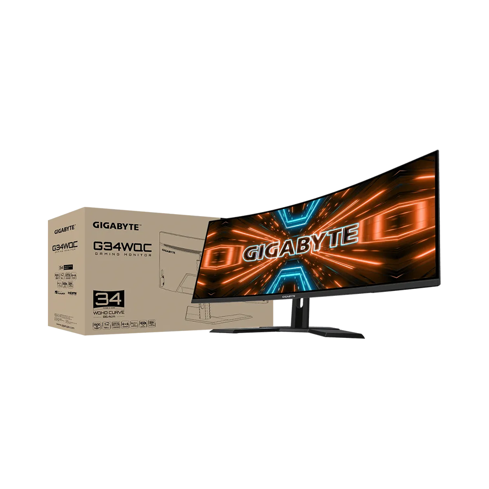 GIGABYTE G34WQC 34 Inch 2K 144Hz Curved Gaming Monitor - Black