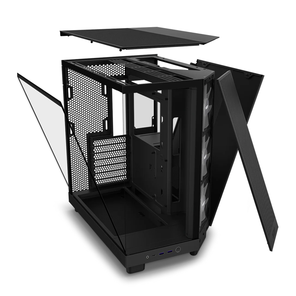 NZXT H6 Flow RGB (2023) Compact Dual-chamber ATX Case with RGB Fans - All Black