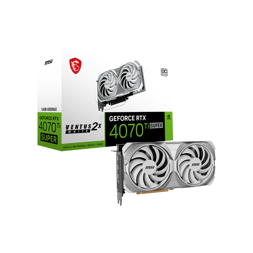 MSI NVIDIA GEFORCE 4070 TI SUPER VENTUS 2X OC 16GB Graphics Card - White