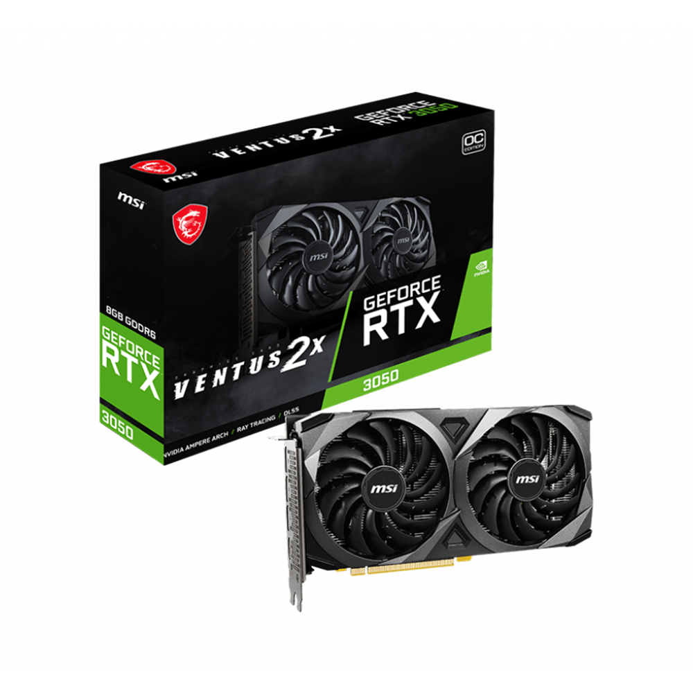 MSI Nvidia GeForce RTX 3050 VENTUS 2X 8G OC Graphics Card - Black