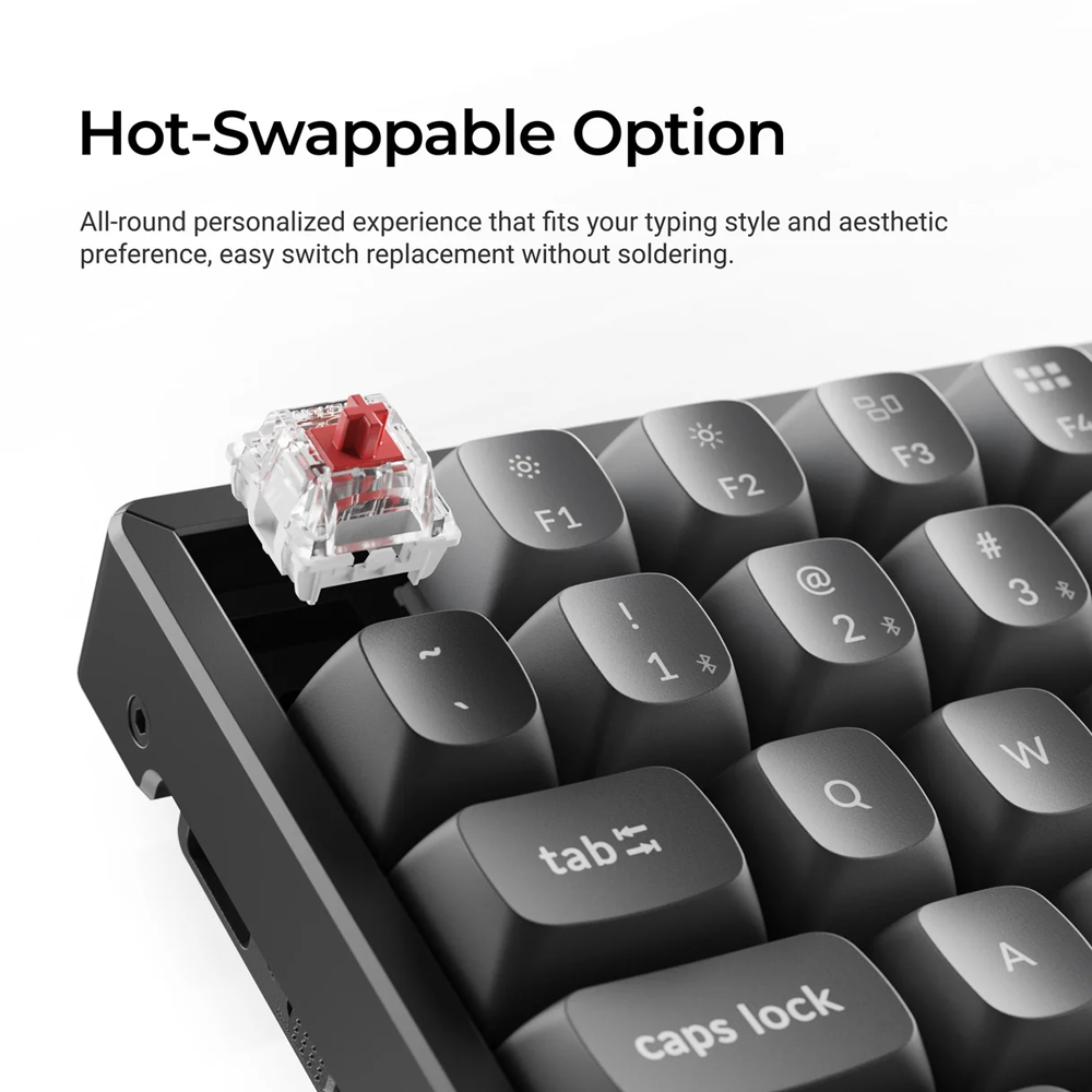 Keychron K2 Max QMK 75% Wireless RGB Mechanical Keyboard (RGB Backlight Aluminum Frame Hot-Swappable) - Black