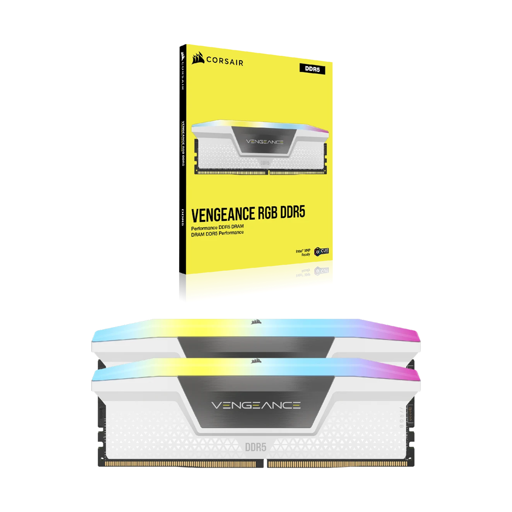 CORSAIR VENGEANCE RGB 32GB (2x16GB) DDR5 DRAM 6400MT/s CL36 Memory Kit — White