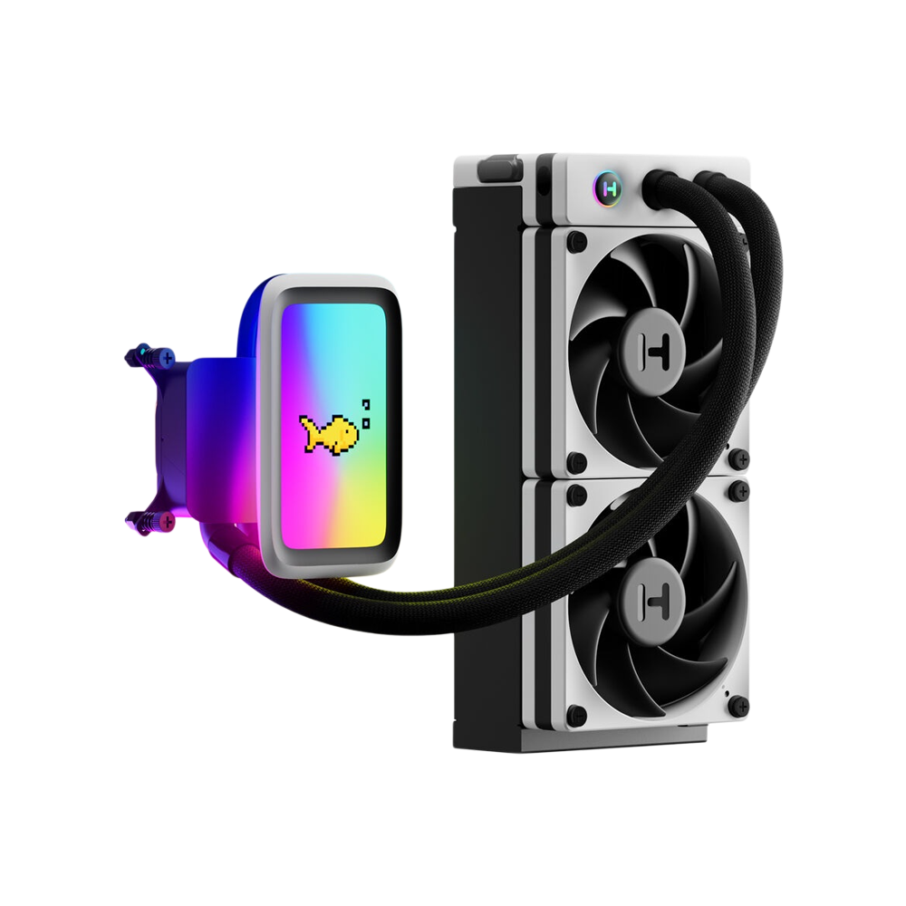 HYTE THICC Q60 5 Inch Ultraslim HD Display 240mm CPU Liquid Cooler - Black/White