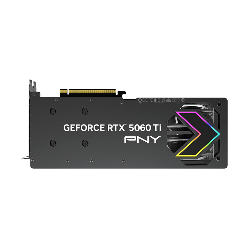 PNY Nvidia GeForce RTX 5060Ti 16GB ARGB Overclocked Triple Fan Graphics Card - Black