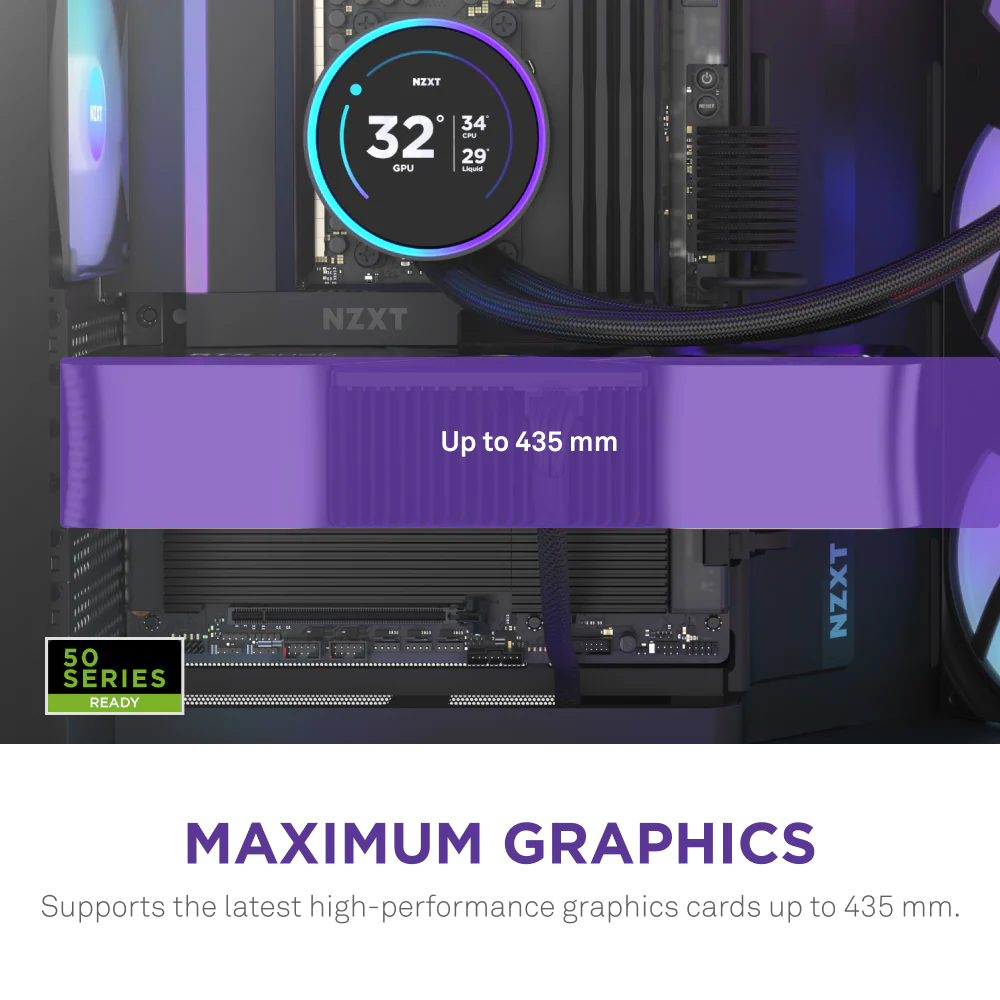 NZXT H9 Flow RGB (2025) Dual-Chamber Mid Tower Case With RGB Fans - All Black