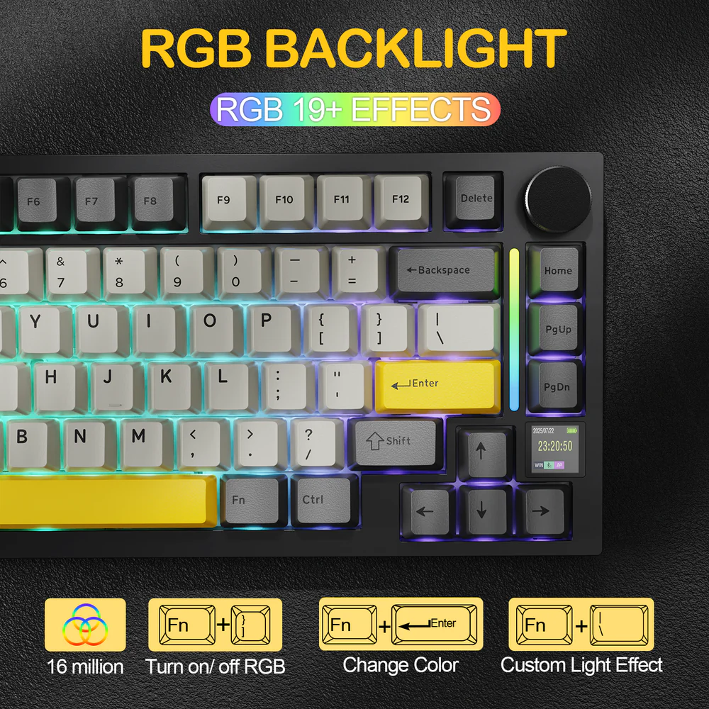 ATTACK SHARK X820 ULTRA Mechanical Wireless Gaming Keyboard - Starlight Black