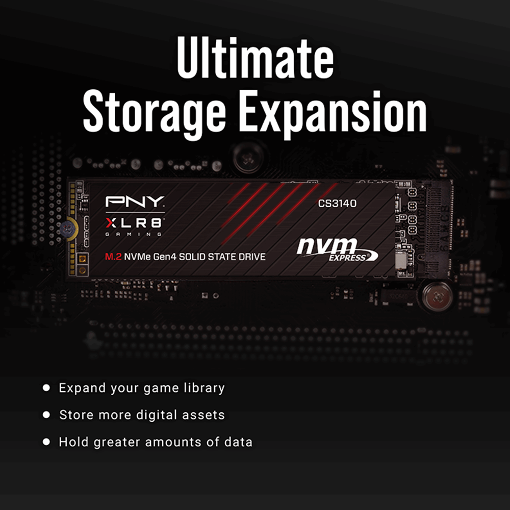 PNY XLR8 CS3140 M.2 2280 PCIe GEN4X4 NVMe SSD (R:7,500MB/s W6,850:MB/s) - 4TB