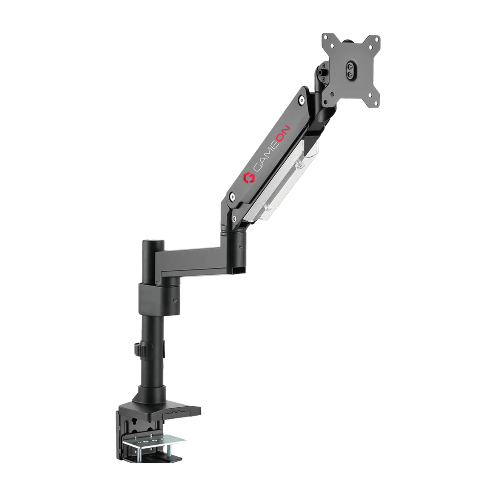 GAMEON Pole Mounted Aluminum Heavy Duty Spring Assisted Single Monitor Arm