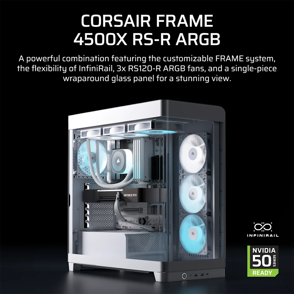 CORSAIR FRAME 4500X RS-R ARGB Panoramic Glass Mid Tower Case - White