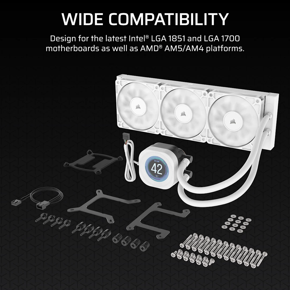 CORSAIR NAUTILUS 360 RS LCD Liquid CPU Cooler - White