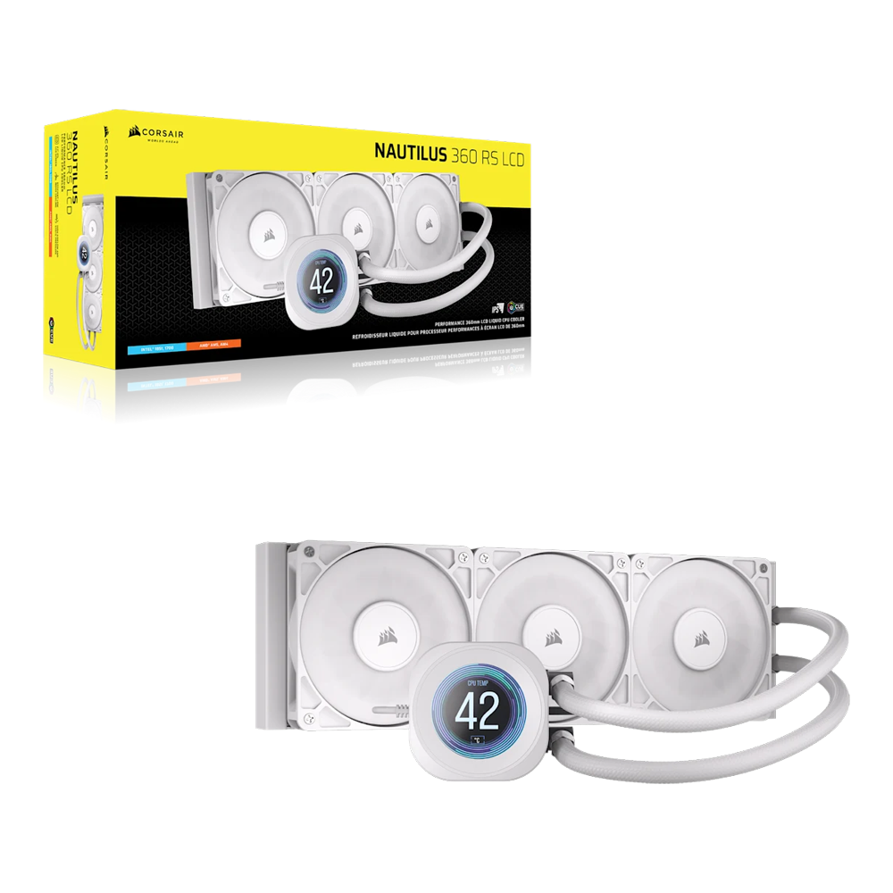 CORSAIR NAUTILUS 360 RS LCD Liquid CPU Cooler - White