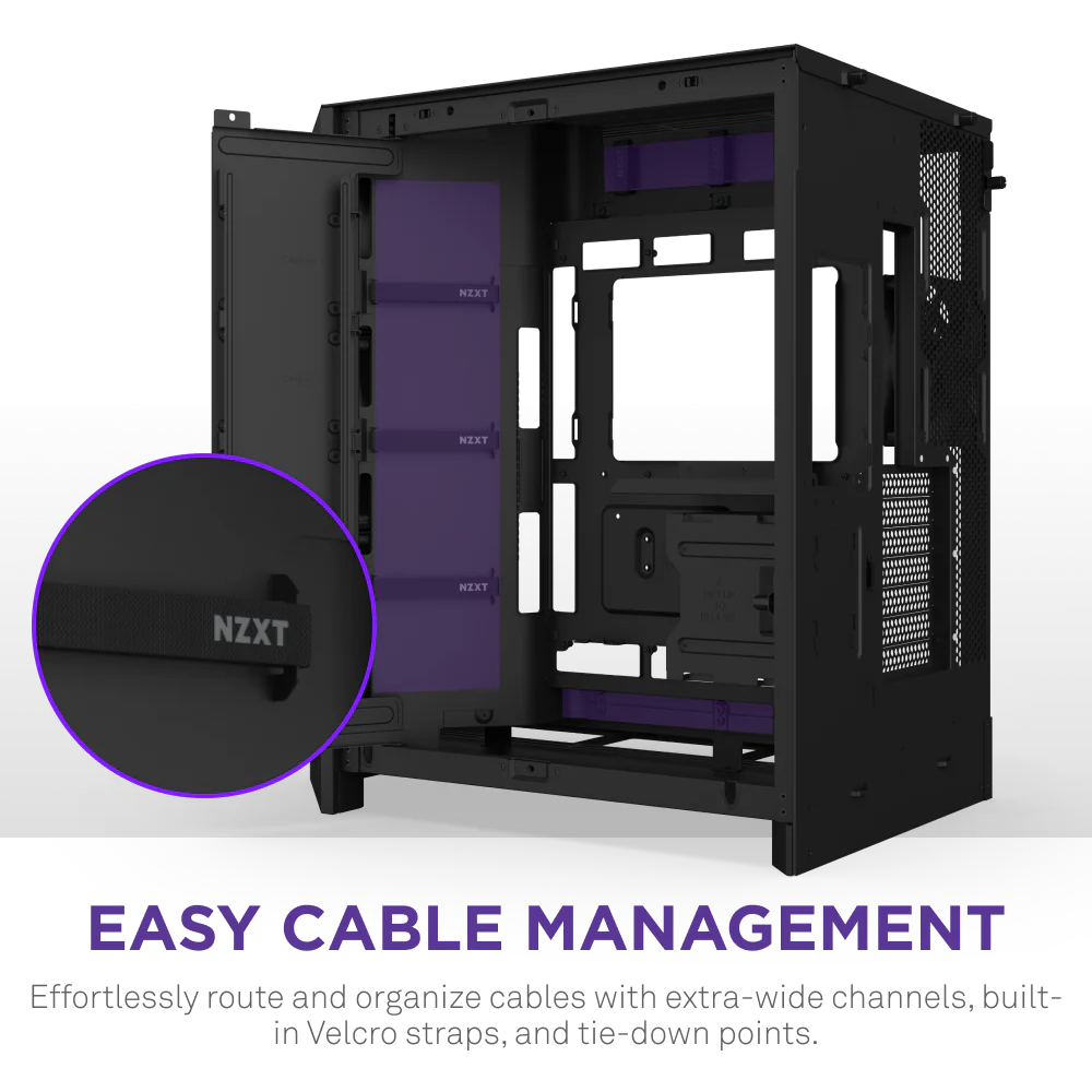 NZXT H9 Flow RGB (2025) Dual-Chamber Mid Tower Case With RGB Fans - All Black