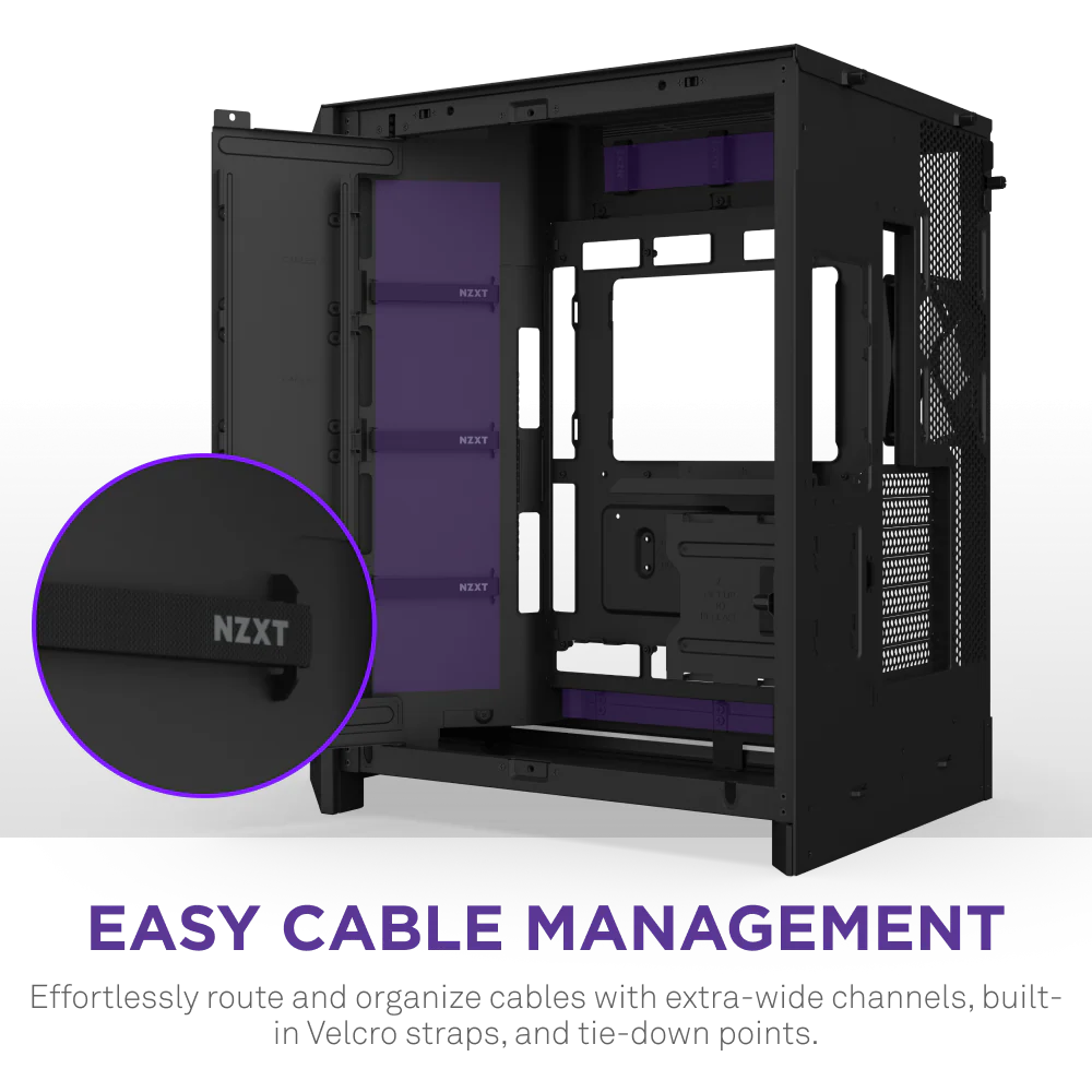NZXT H9 Flow RGB+ (2025) Dual-Chamber Mid Tower Case With RGB Fans & Control Hub - All Black