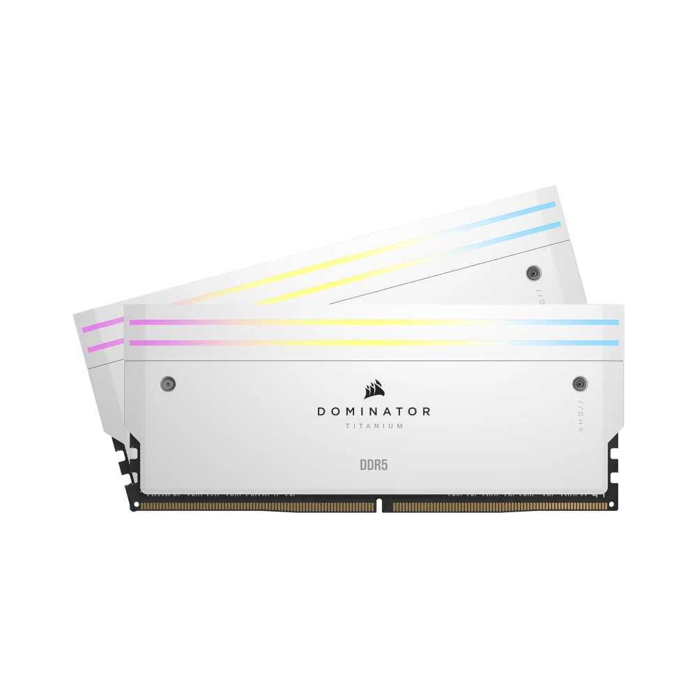 CORSAIR DOMINATOR TITANIUM RGB 96GB (2x48GB) DDR5 DRAM 6400MT/s CL32 Intel XMP Memory Kit - White