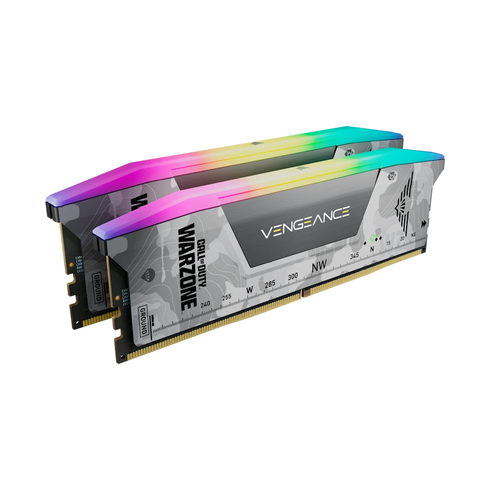 CORSAIR VENGEANCE RGB 32GB (2x16GB) DDR5 DRAM 6400MT/s CL32 AMD EXPO & Intel XMP Memory Kit Call of Duty Warzone Edition - Light Grey