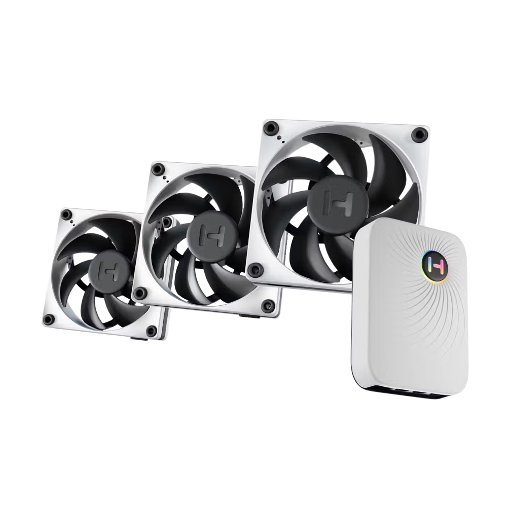 HYTE THICC FP12 Performance LCP Fan 3 Pack With NP50 Nexus Control Hub - Grey