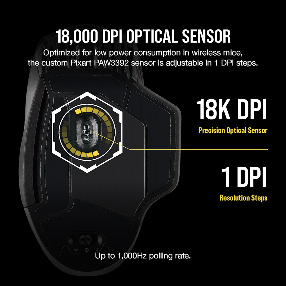 CORSAIR ICUE DARK CORE PRO RGB Wireless Gaming Mouse - Black