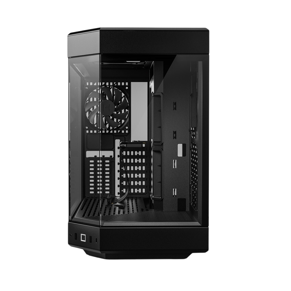 HYTE Dual Chamber Panoramic Tempered Glass ATX Case With 3 Fans - Black
