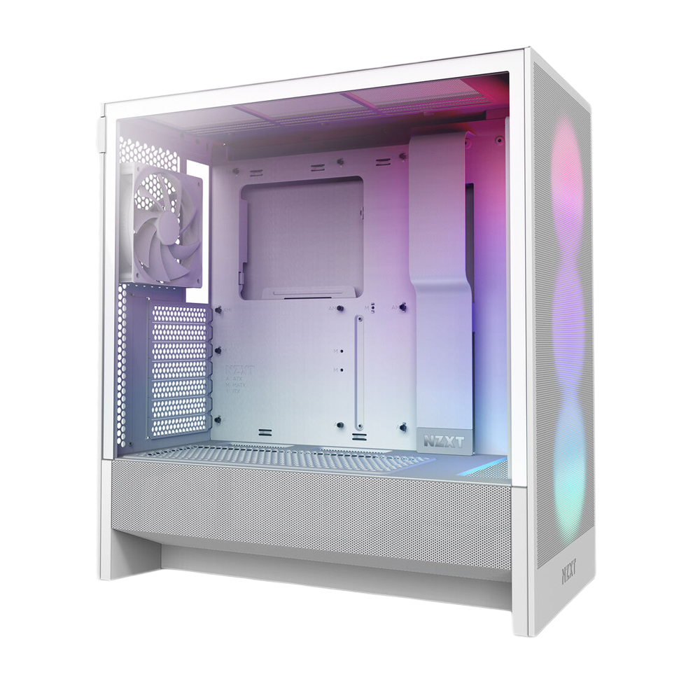 NZXT H5 Flow RGB (2024) Compact Mid-Tower ATX Case With RGB Fans - White