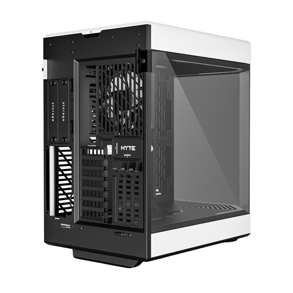 HYTE Dual Chamber Panoramic Tempered Glass ATX Case with 3 Fans - Black/White