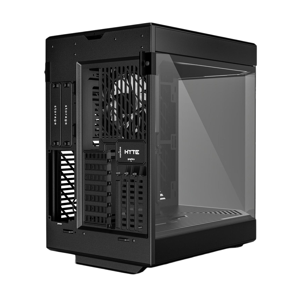 HYTE Dual Chamber Panoramic Tempered Glass ATX Case With 3 Fans - Black