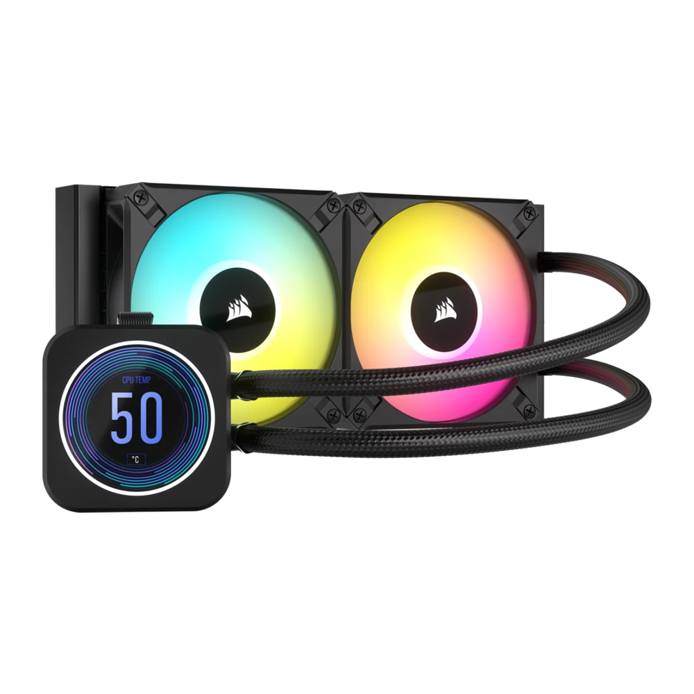 Corsair iCUE H100i ELITE RGB 240mm AIO CPU Liquid Cooler with LCD XT Display - Black