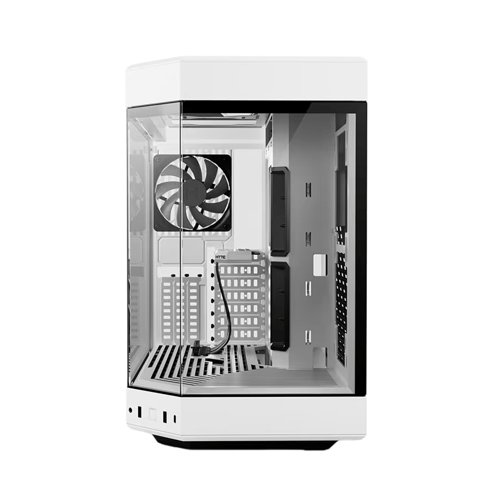 HYTE Dual Chamber Panoramic Tempered Glass ATX Case With 3 Fans - White