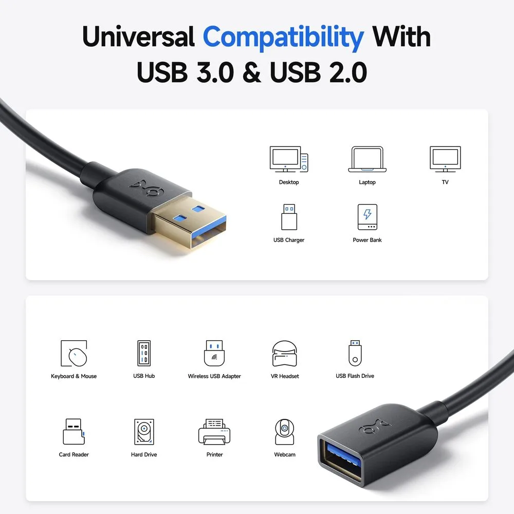 Cable Matters 200008-BLACK-6 USB to USB Extension Cable