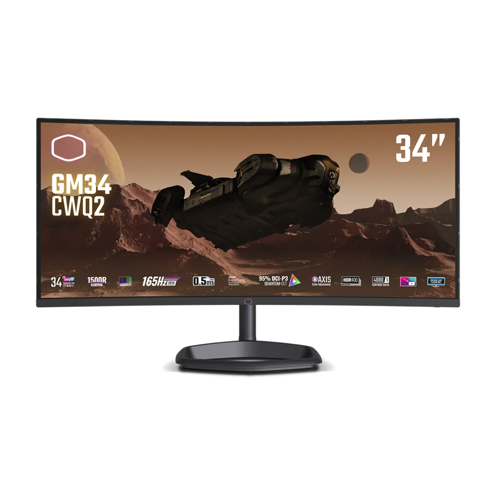 Cooler Master 34 Inch 165Hz WQHD HDMI 2.0 0.5ms Curved Gaming Monitor - Black