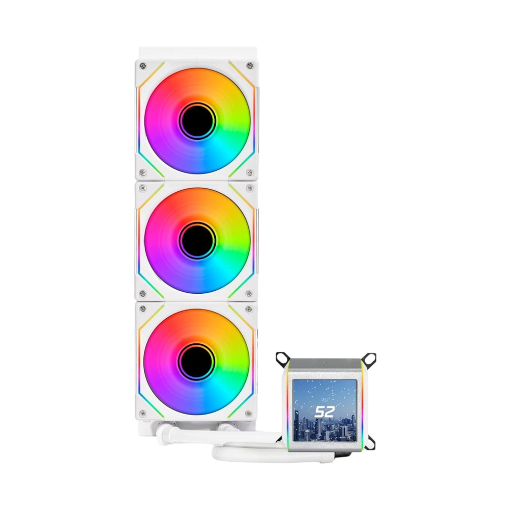 LIAN LI Galahad II LCD SL-INF 360MM ARGB CPU Liquid Cooler – White