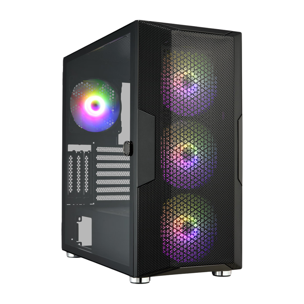 FSP CUT592 4 RGB Fans ATX Case - Black