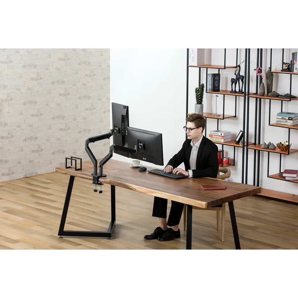 Gamvity Adjustable Dual Monitor Arm Stand – Premium Aluminum Mount for 27" Monitors