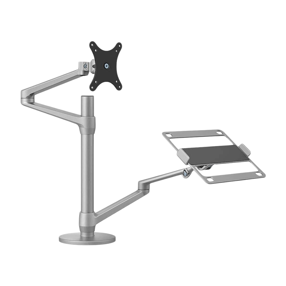 Gamvity OLL-3L Aluminum 2 in 1 Monitor Arm, Laptop Stand 17" - 27", Each Arm upto 6 KG - Silver