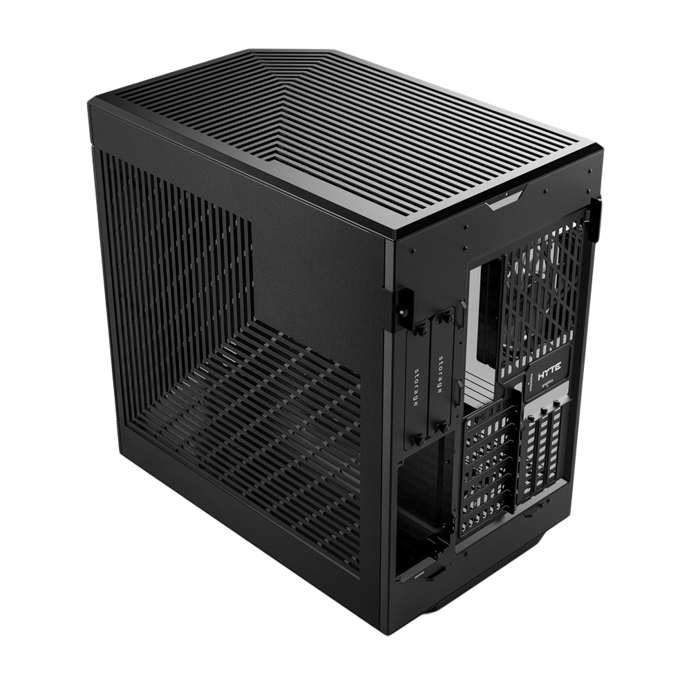 HYTE Dual Chamber Panoramic Tempered Glass ATX Case With 3 Fans - Black