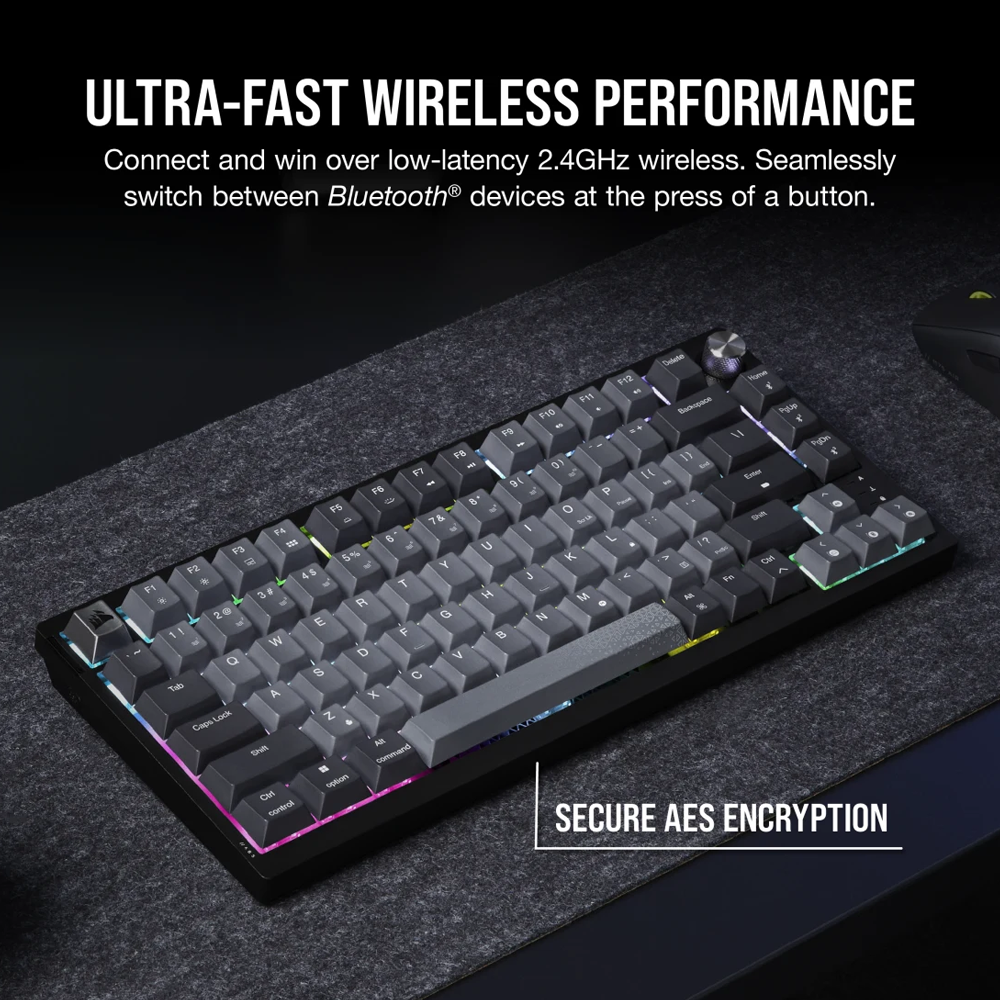 CORSAIR K65 PLUS WIRELESS 75% RGB Mechanical Gaming Keyboard - Black