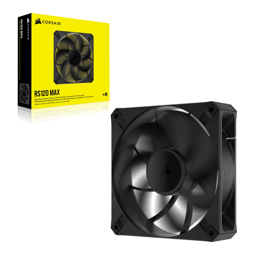 CORSAIR RS120 MAX 120mm PWM Thick Single Fan - Black