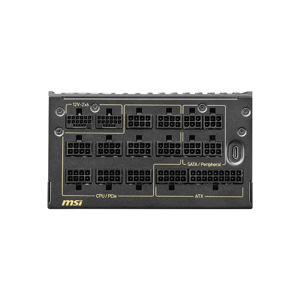 MSI MEG Ai1600T 1600W Fully Modular PCIE5 ATX 3.1 80 Plus Titanium Power Supply - Black