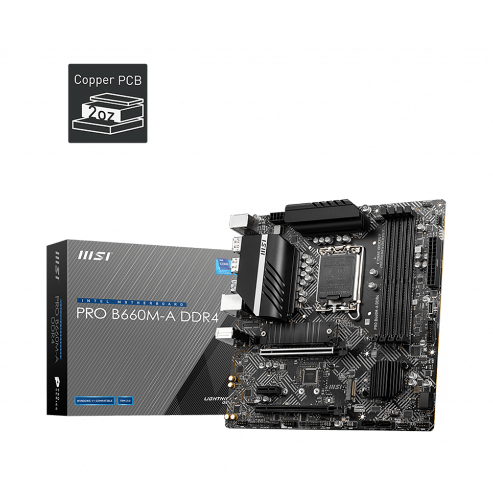 MSI PRO B660M-A DDR4 LGA 1700 mATX Motherboard - Black