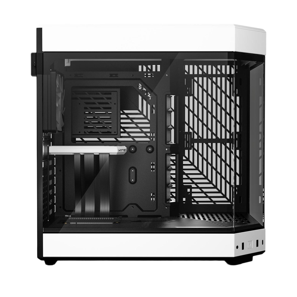 HYTE Dual Chamber Panoramic Tempered Glass ATX Case with 3 Fans - Black/White