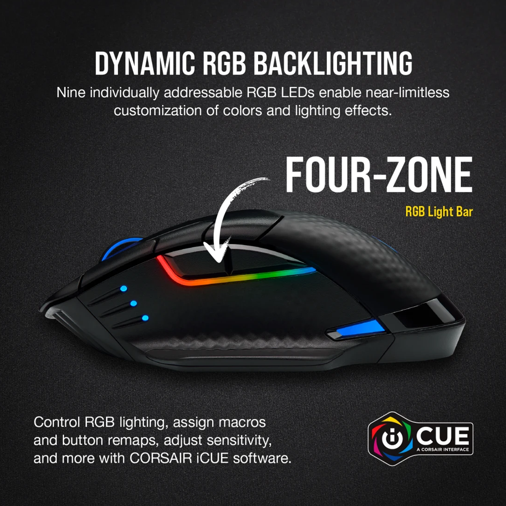 CORSAIR ICUE DARK CORE PRO RGB Wireless Gaming Mouse - Black
