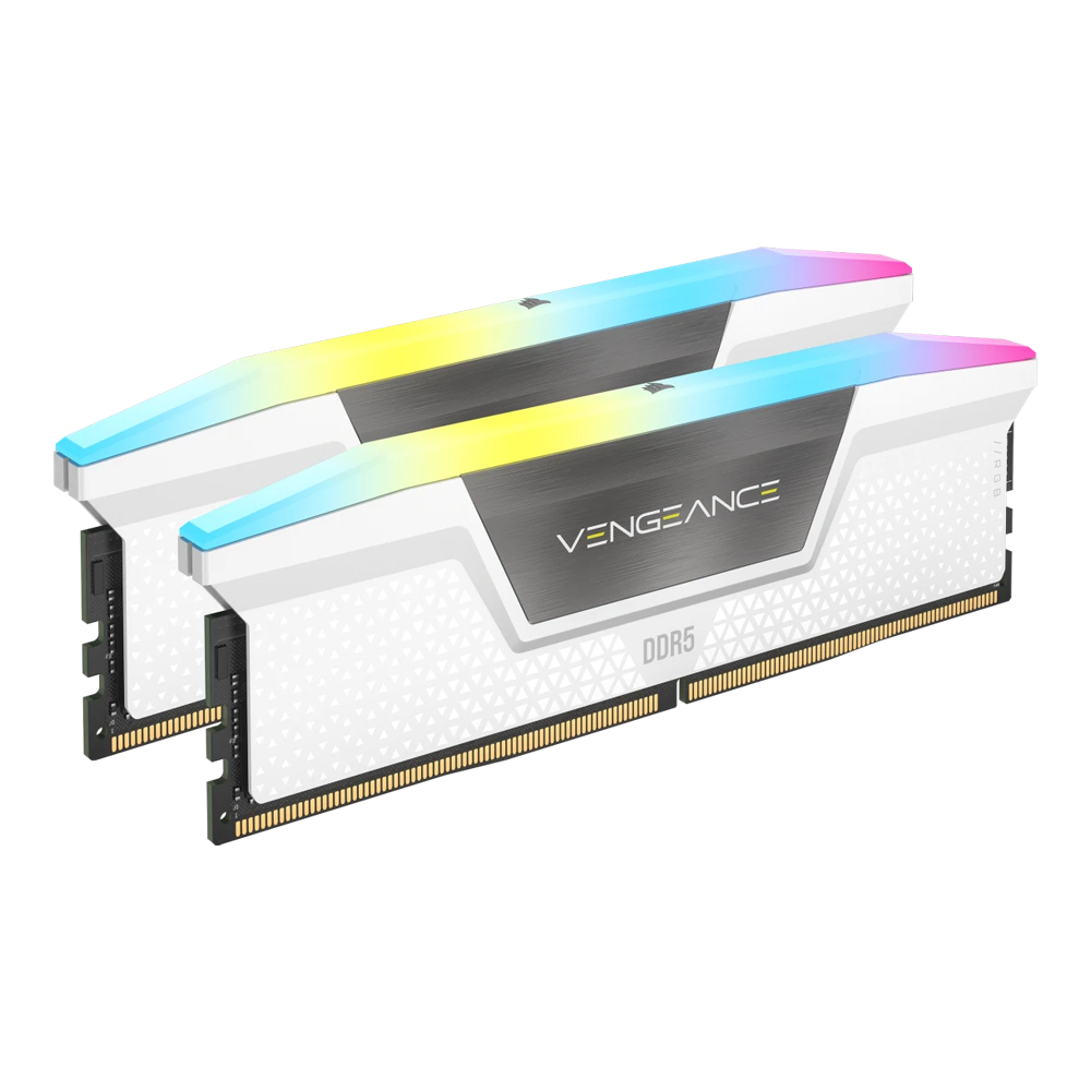 CORSAIR VENGEANCE RGB 64GB (2x32GB) DDR5 DRAM 6000MT/s CL30 AMD EXPO & Intel XMP Memory Kit - White