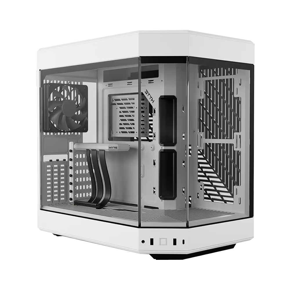HYTE Dual Chamber Panoramic Tempered Glass ATX Case With 3 Fans - White