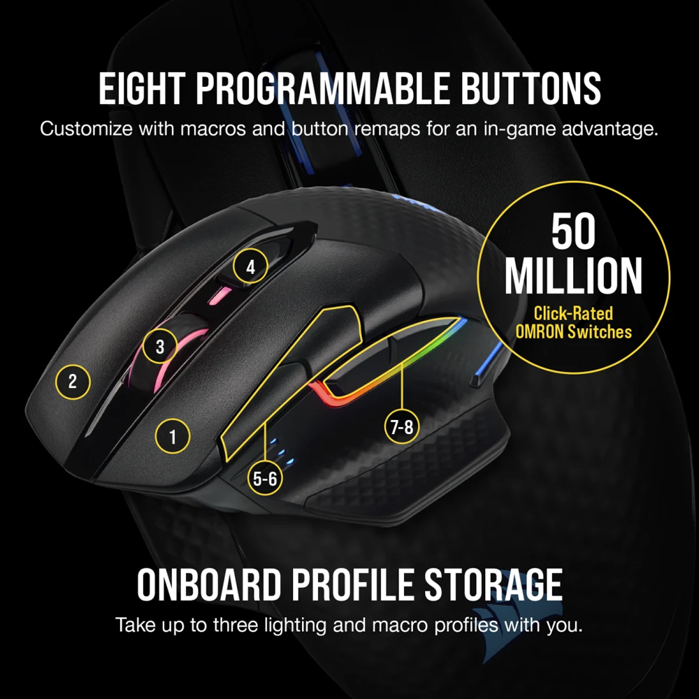 CORSAIR ICUE DARK CORE PRO RGB Wireless Gaming Mouse - Black